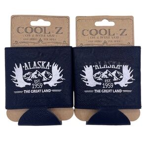 2 leather can/bottle koozies holders, keeps drinks cold